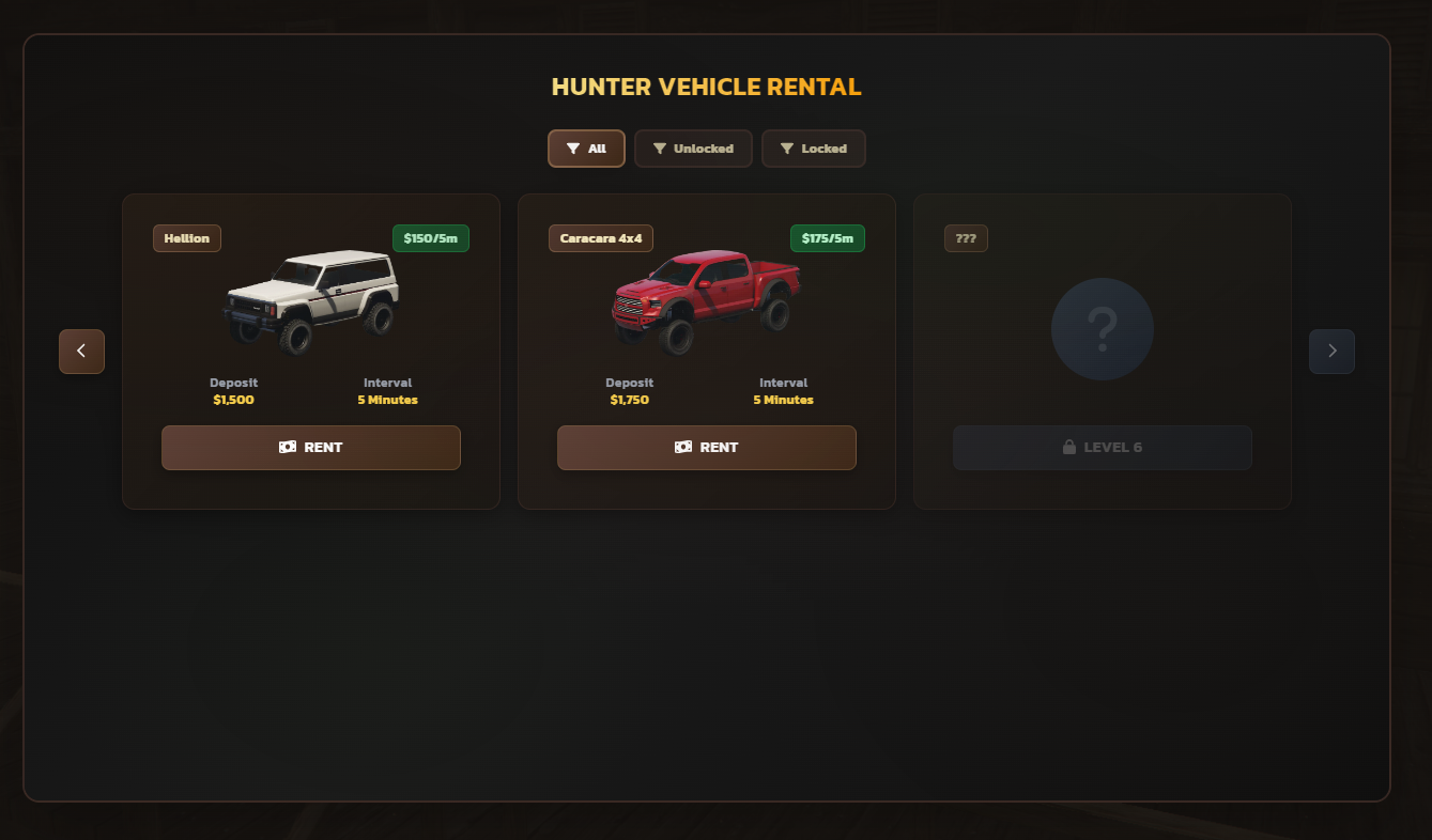Vehicle Rental UI
